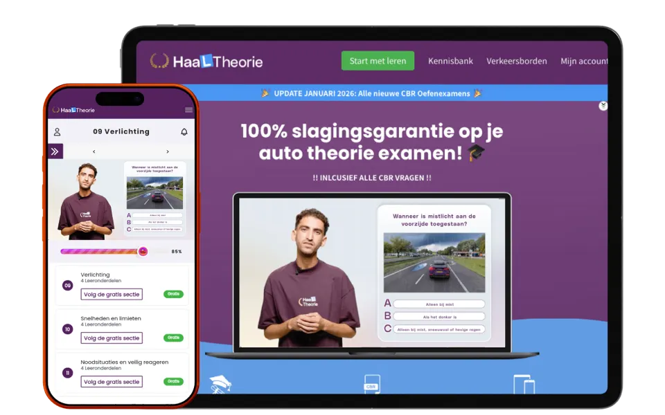 HaalTheorie app op mobiel en tablet om auto theorie te oefenen